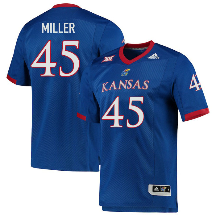 Men #45 Dean Miller Kansas Jayhawks College Football Jerseys Stitched Sale-Royal